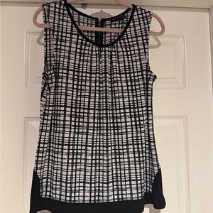Susan Lawrence Black and White Grid Pattern Blouse